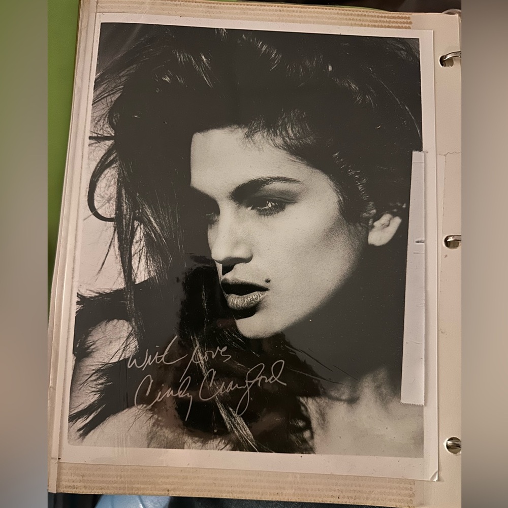 Signed Black & White Cindy Crawford Portrait Print